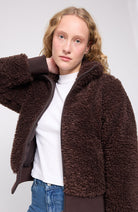 MAZINE Faux fur blouson jas coffee van gerecycled materiaal voor dames | Sophie Stone