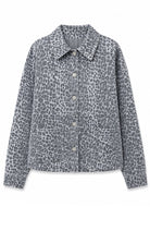 MAZINE Printed denim jacket grey van 100% GOTS bio katoen dames | Sophie Stone