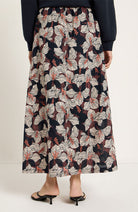 Lanius midi rok print bloom onyx gemaakt van bio katoen voor dames | Sophie Stone
