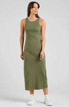 Dedicated Motala rib dress leaf green organic cotton ladies | Sophie Stone 