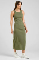 Dedicated Motala rib dress leaf green organic cotton ladies | Sophie Stone 