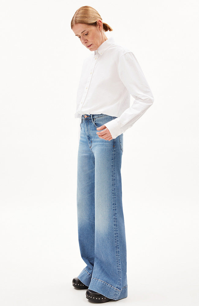 ARMEDANGELS Murliaa misty blue wide leg jeans gerecycled katoen | Sophie Stone