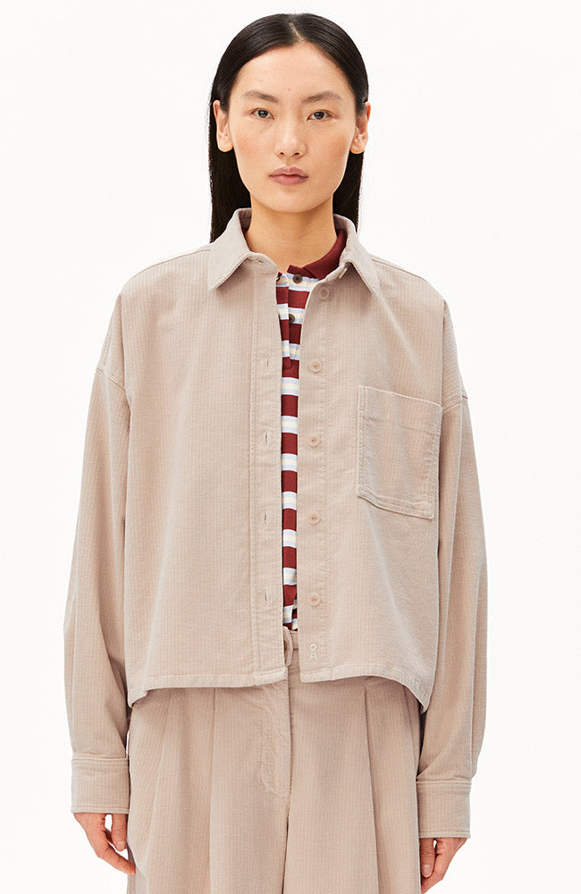 ARMEDANGELS Nalaani corduroy blouse beige van biologisch katoen dames | Sophie Stone