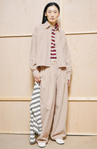ARMEDANGELS Nalaani rib blouse beige van bio katoen dames | Sophie Stone