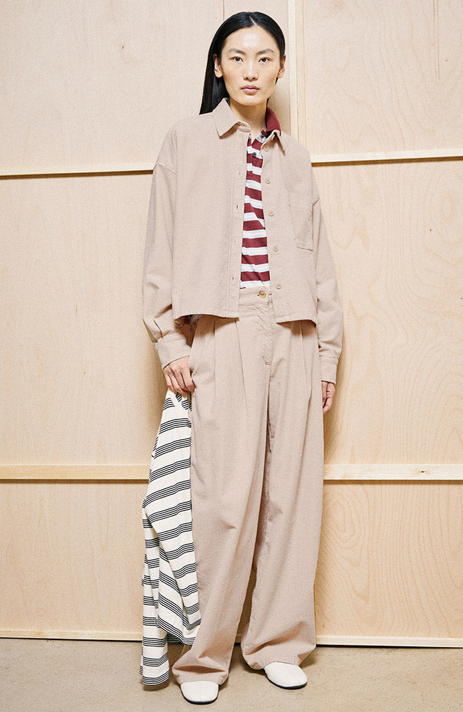 ARMEDANGELS Nalaani rib blouse beige van bio katoen dames | Sophie Stone