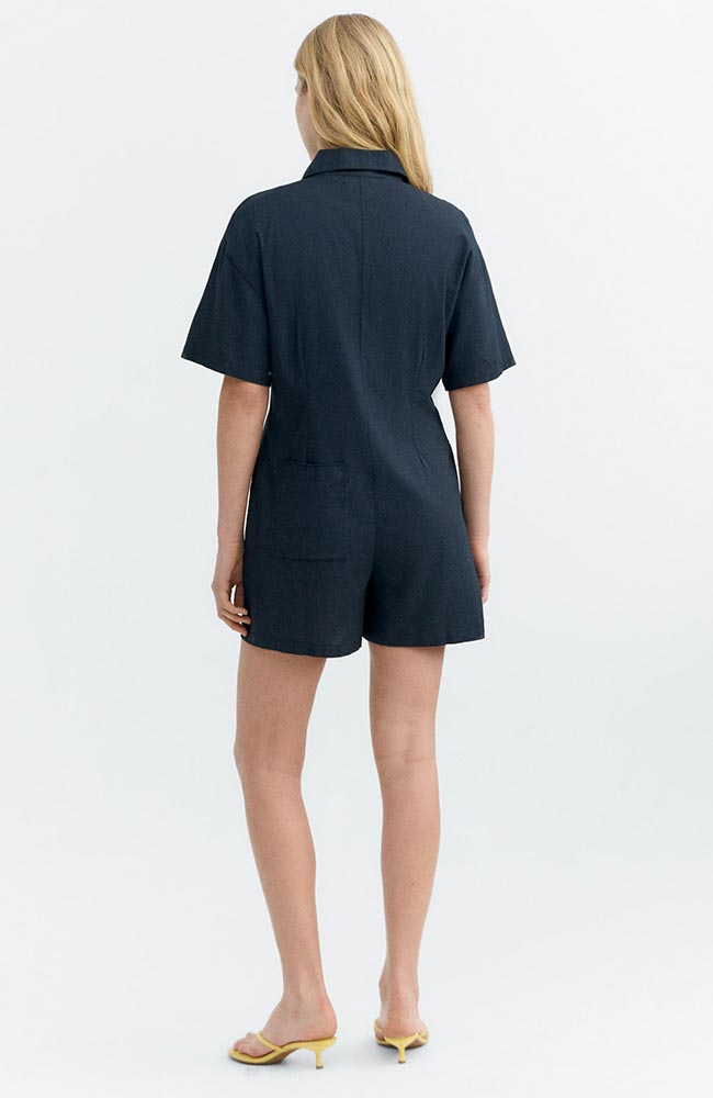 Navy Fish Print Jumpsuit by Thinking MU, Organic Cotton, Women's | Sophie Stone