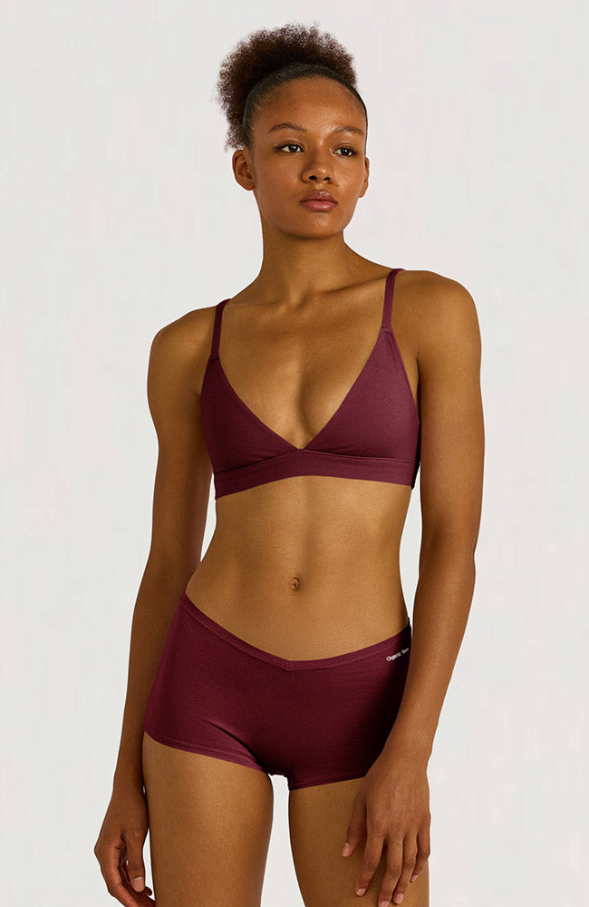 Organic Basics Flex triangle bralette rood 90% bio katoen dames | Sophie Stone