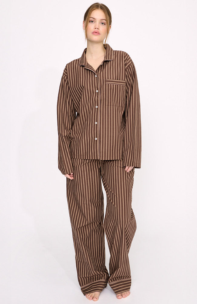 Organic Basics Poplin pyjamabroek bruin van 100% bio katoen dames | Sophie Stone