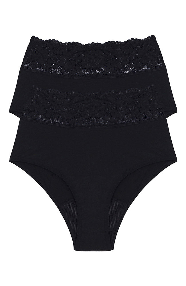 Underprotection 2-pack hipster menstrual panties made from GOTS-certified organic cotton, among other materials, for women | Sophie Stone