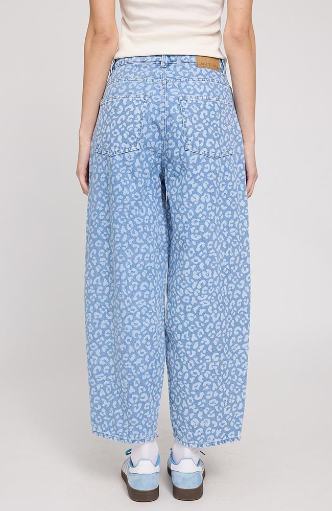 MAZINE Printed barrel jeans blauw van biologisch katoen dames | Sophie Stone