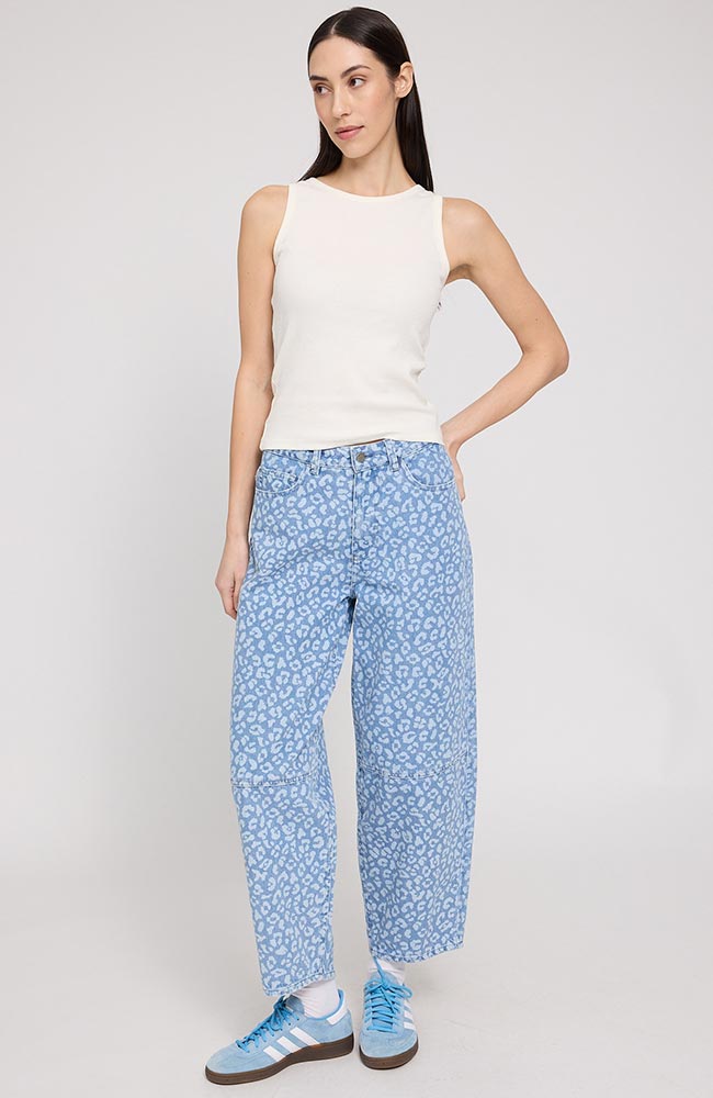 MAZINE Printed barrel jeans light blue van biologisch katoen dames | Sophie Stone