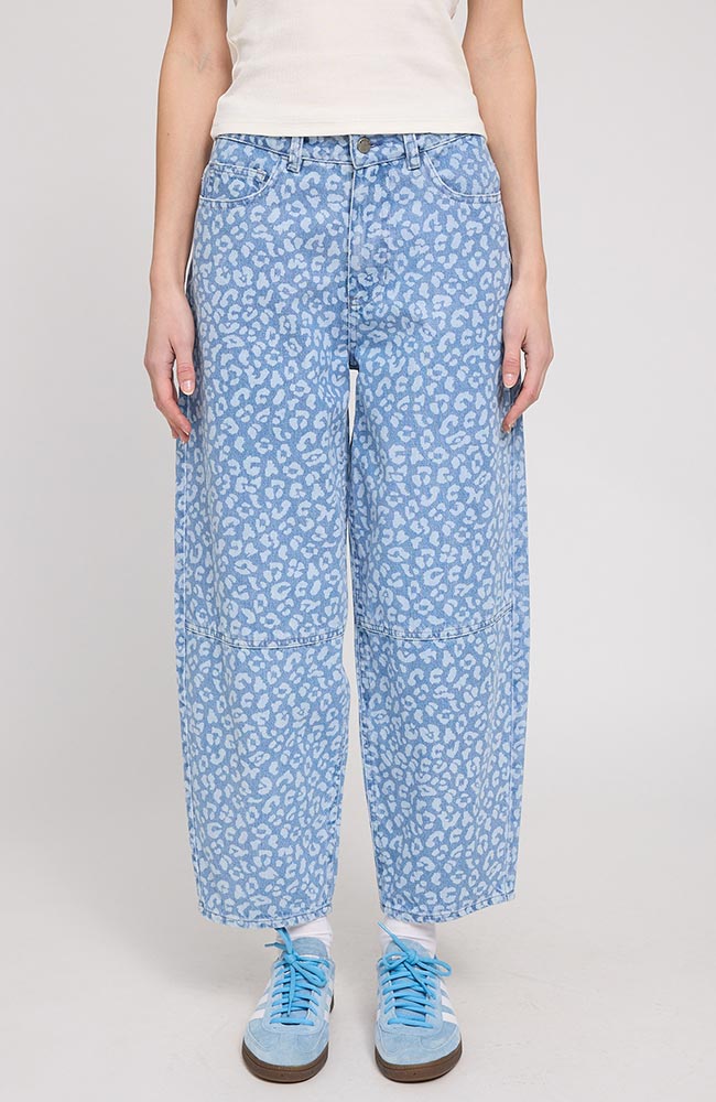 MAZINE Printed barrel jeans light blue van bio katoen dames | Sophie Stone