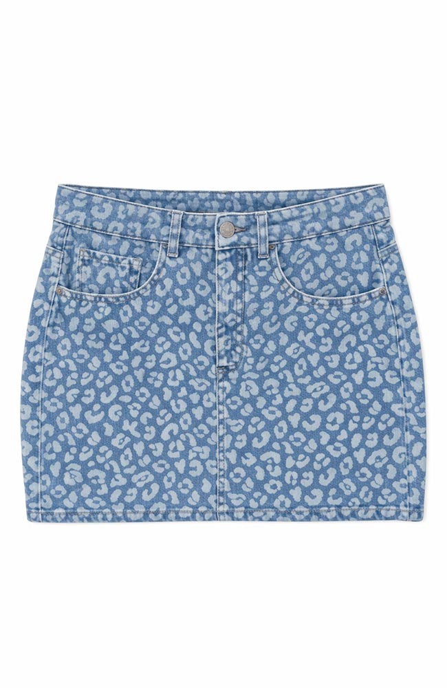 MAZINE Printed denim mini rok van biologisch katoen blauw voor dames | Sophie Stone