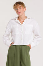 King of Indigo Quinn blouse in white organic cotton for women | Sophie Stone