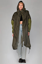 Rainkiss Herringbone raincoat green from recycled PET unisex | Sophie Stone