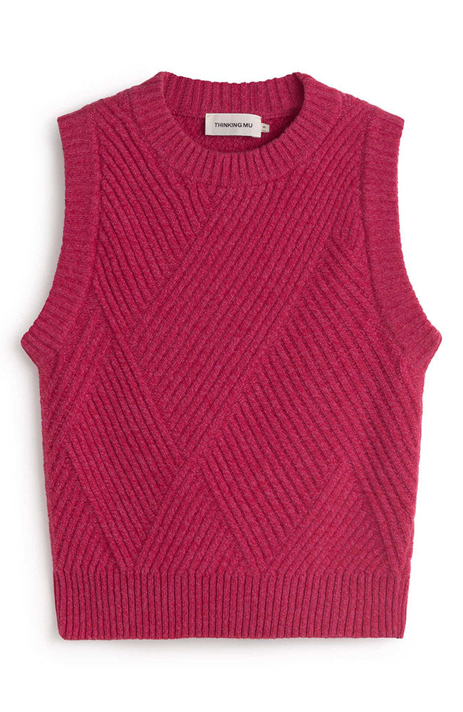 Thinking MU Kaia spencer rood van 100% wol voor dames | Sophie Stone