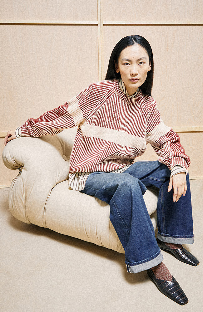 ARMEDANGELS Rib trui rood van o.a. bio katoen voor dames | Sophie Stone