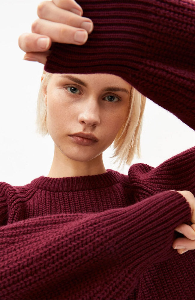 ARMEDANGELS Rib gebreide trui velvet red vrouwen | Sophie Stone