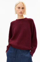 ARMEDANGELS Rib gebreide trui velvet red dames | Sophie Stone