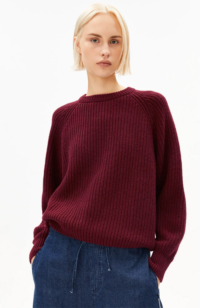 ARMEDANGELS Rib gebreide trui velvet red dames | Sophie Stone