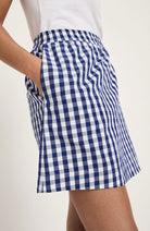 Lanius rok vichy ruit blauw wit gemaakt van biologisch katoen voor dames | Sophie Stone