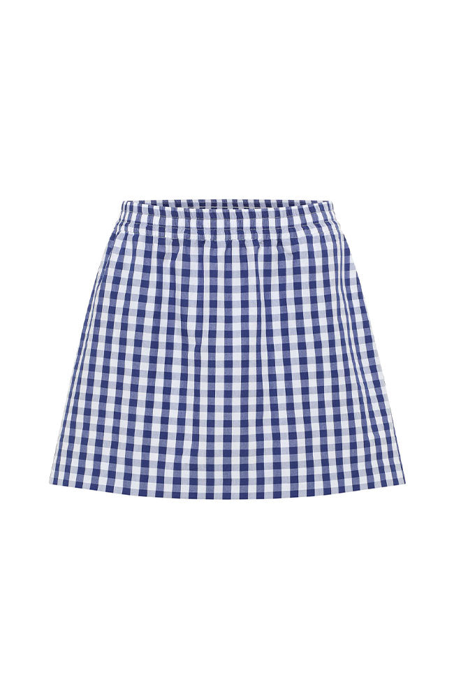 Lanius rok vichy ruit blauw wit gemaakt van biologisch katoen voor vrouwen | Sophie Stone