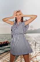 Lanius rok vichy ruit blauw wit gemaakt van biologisch katoen vrouw | Sophie Stone