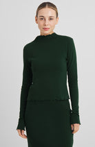 Dedicated Ryd rib top groen van bio katoen voor dames | Sophie Stone