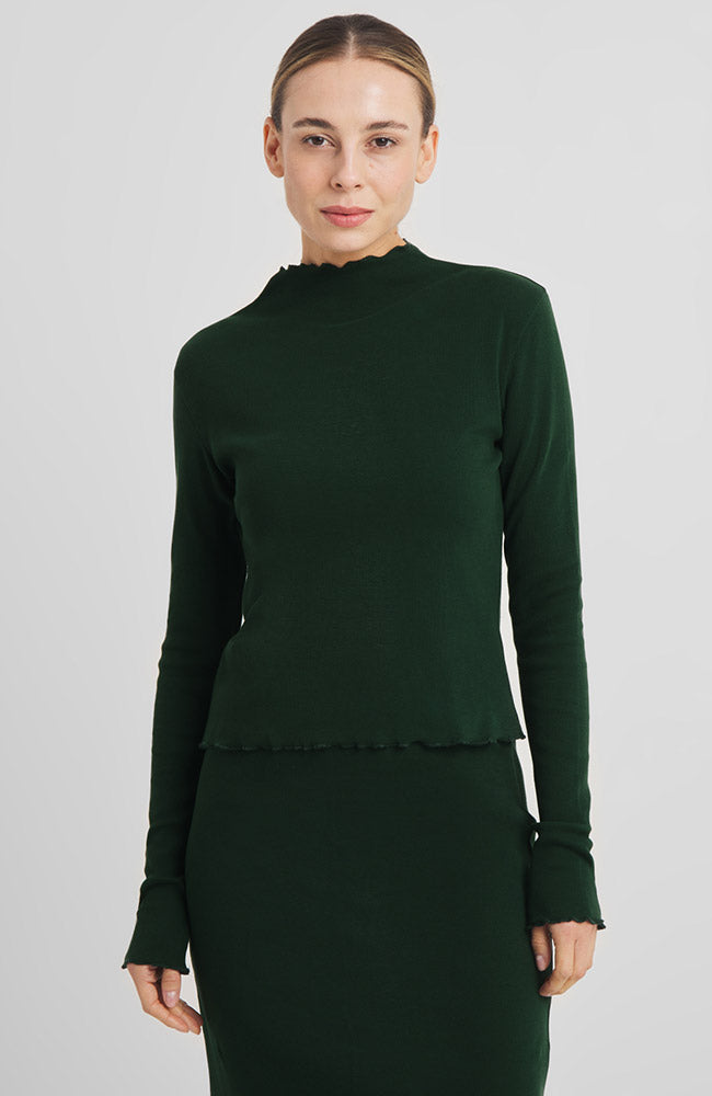 Dedicated Ryd rib top groen van bio katoen voor dames | Sophie Stone