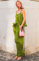 Poppyfield Pauras broek groen van ramie dames | Sophie Stone 