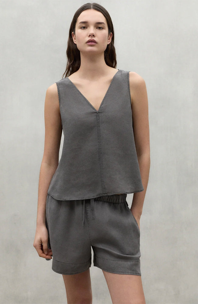 ECOALF Samy top charcoal van 100% linnen voor dames | Sophie Stone