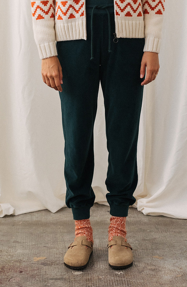 TWOTHIRDS Krivus velvet pants green organic and green | Sophie Stone