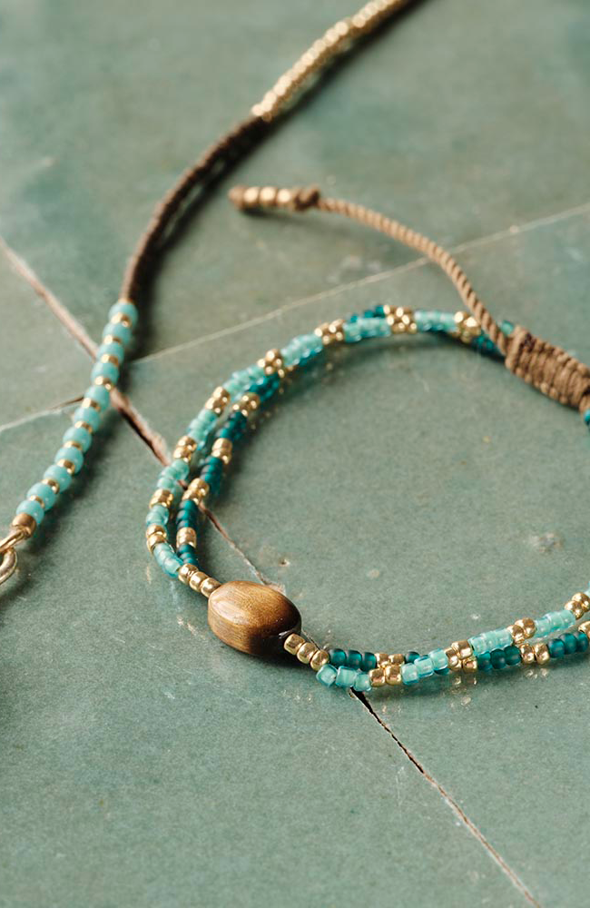 A Beautiful Story Shining tijgeroog armband glaskralen vrouw | Sophie Stone