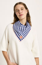 Lanius sjaaltje vichy geruit blauw wit gemaakt van katoen voor dames | Sophie Stone