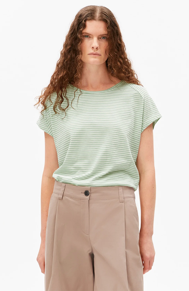 ARMEDANGELS Slub Stripe Grün Schaumstoff aus Bio-Baumwolle für Damen | Sophie Stone
