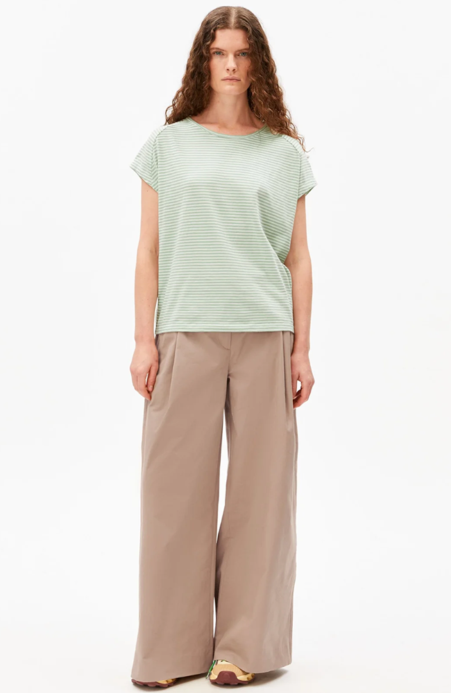 ARMEDANGELS Slub Stripe Green White aus Bio-Baumwolle für Damen | Sophie Stone