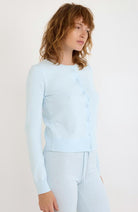 Organic Basics Soft Knit Slim Cardigan light blue durable | Sophie Stone