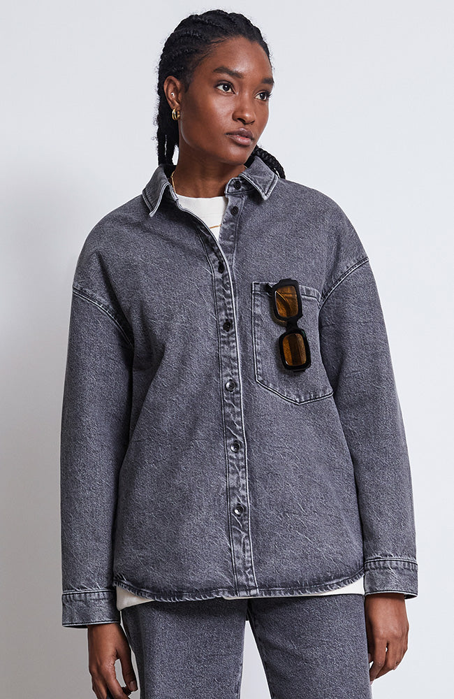 JAN 'N JUNE Solace denim shirt gray in organic cotton for women | Sophie Stone