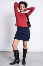 JAN N JUNE Tilla longsleeve mid red 100% merino wol voor vrouwen | Sophie Stone 