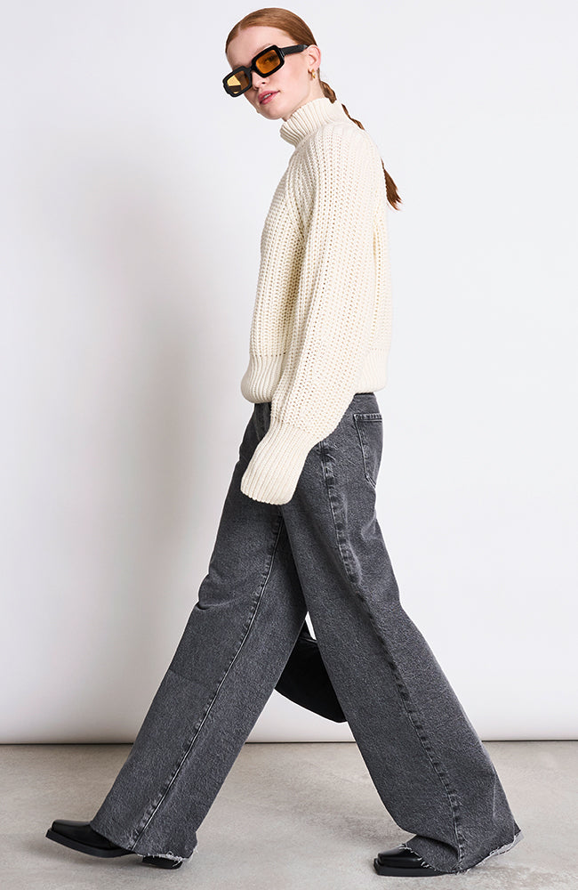 JAN 'N JUNE Ola chunky knit trui off white van biologisch katoen dames | Sophie Stone