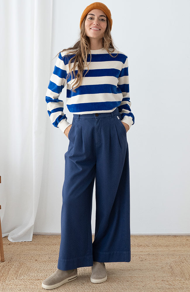 TWOTHIRDS Hawi longlseeve ultramarine Stripes 100% biologisch katoen dames | Sophie Stone