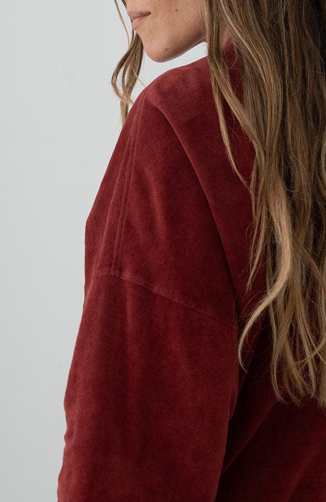 TWOTHIRDS Binz velvet sweater wine 100% bio katoen dames | Sophie Stone