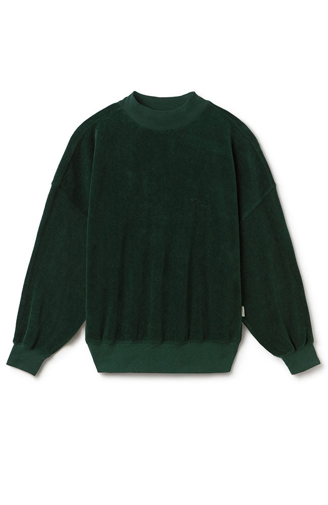 TWOTHIRDS Binz velvet sweater dark green 100% bio katoen dames | Sophie Stone