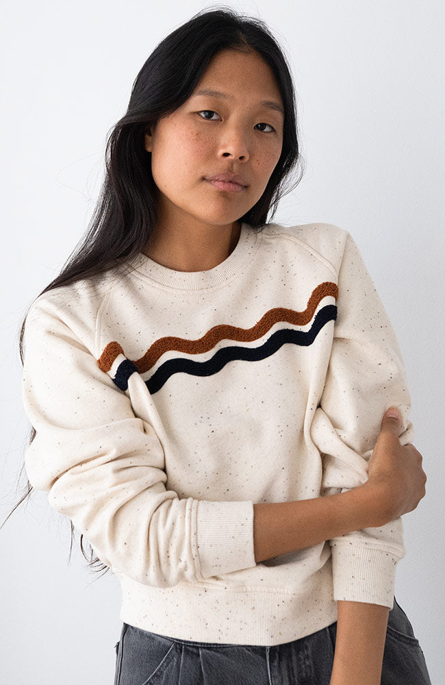 TWOTHIRDS fassol sweater ecru neps 100% bio katoen dames | Sophie Stone