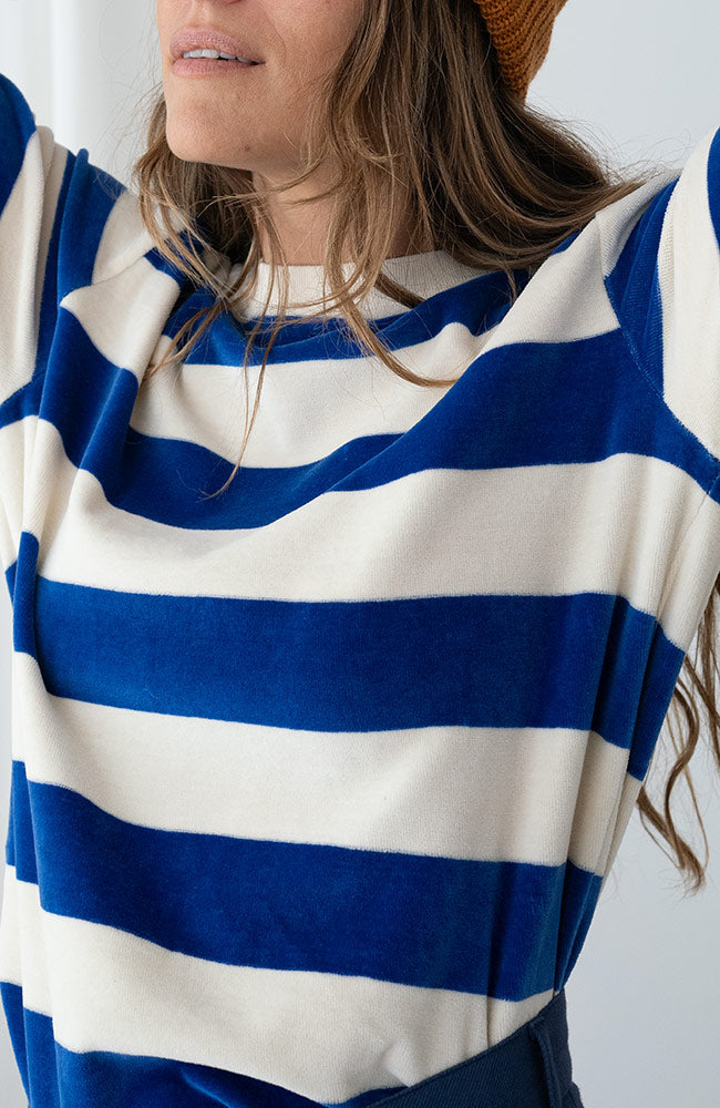 TWOTHIRDS Hawi longlseeve ultramarine Stripes 100% biologisch katoen dames | Sophie Stone