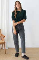 TWOTHIRDS Horst velvet shirt dark green van o.a. 76% bio katoen dames | Sophie Stone
