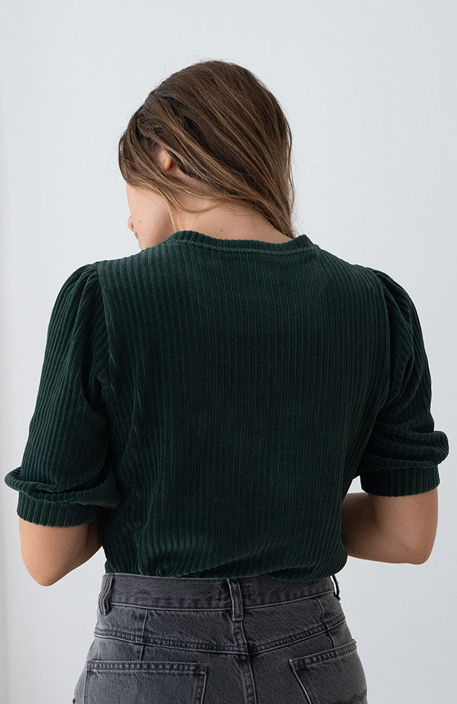 TWOTHIRDS Horst velvet shirt donker groen van o.a. 76% bio katoen dames | Sophie Stone