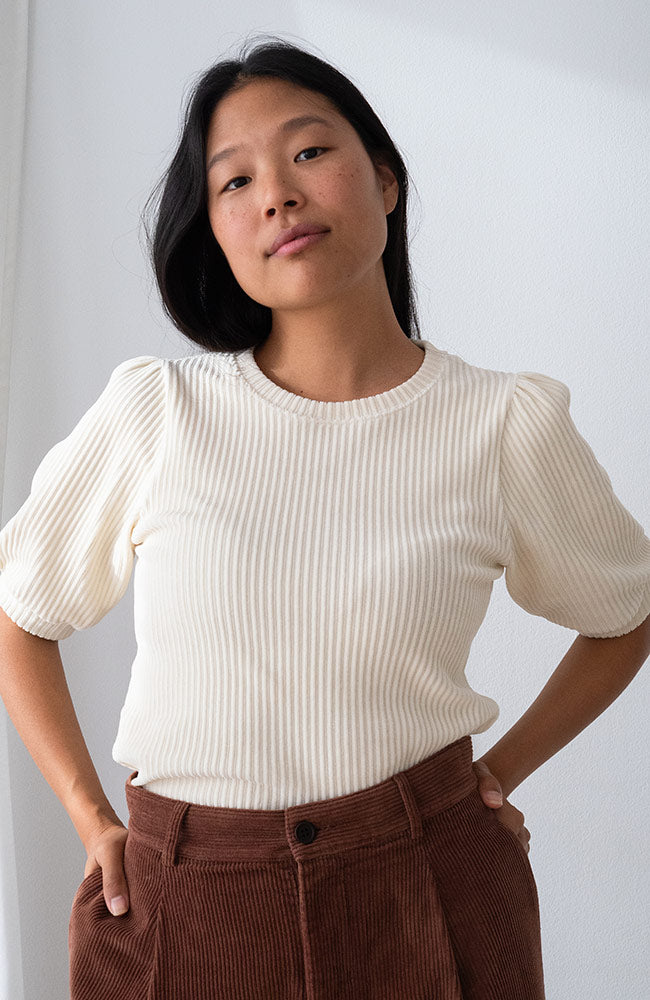 TWOTHIRDS Horst velvet shirt wit van o.a. 76% bio katoen dames | Sophie Stone