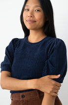 TWOTHIRDS Horst velvet shirt naval blue van o.a. 76% bio katoen dames | Sophie Stone