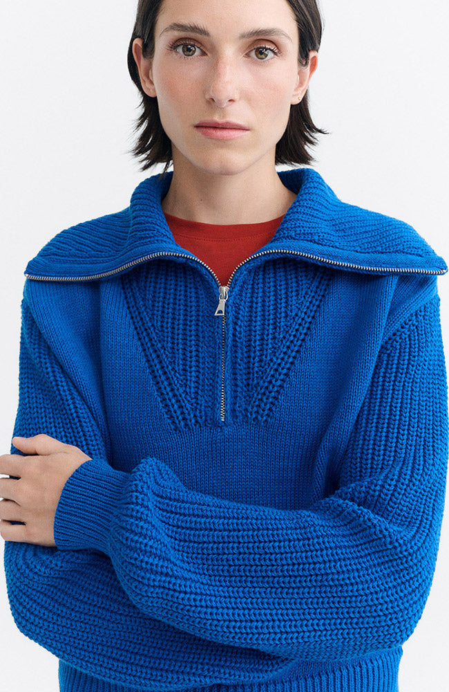 Thinking MU Tanit trui gebreid blauw vrouw | Sophie Stone